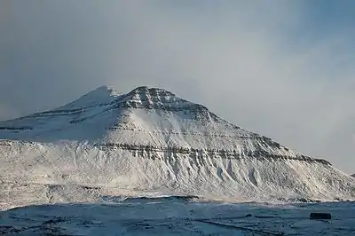 Slættaratindur during winter.