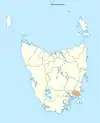 Map showing Sorell LGA in Tasmania