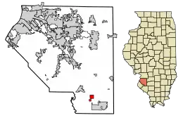 Location of Lenzburg in St. Clair County, Illinois.