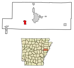 Location of Palestine in St. Francis County, Arkansas.