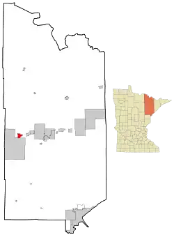 Location of the city of Chisholmwithin St. Louis County, Minnesota