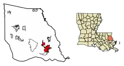 Location of Slidell in St. Tammany Parish, Louisiana