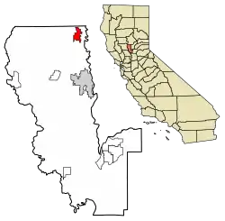 Location of Live Oak in Sutter County, California.