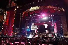 Taylor Swift performing live during the Speak Now World Tour.