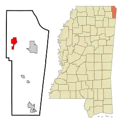 Location of Burnsville, Mississippi