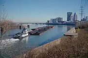 Towboat Sue Chappell upbound in Portland Canal on Ohio River (4 of 4), Louisville, Kentucky, USA, 1998