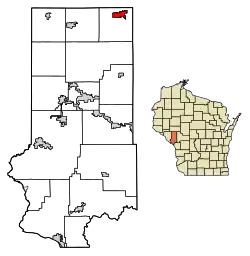 Location of Osseo in Trempealeau County, Wisconsin.