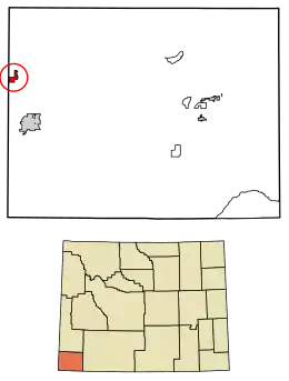 Location of Bear River in Uinta County, Wyoming.