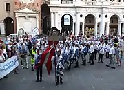 An image of the first Transport of the Jewel of Vicenza to Monte Berico, on the evening of 7 September 2013