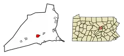 Location of Mifflinburg in Union County, Pennsylvania.