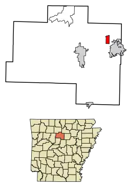 Location of Shirley in Van Buren County, Arkansas.