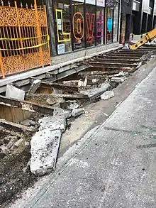 Vaulted sidewalk in front of a store in Chicago