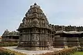 View of the front left shrine with rear shrine in the background in the Veeranarayana temple at Belavadi