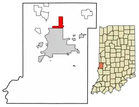 Location of North Terre Haute in Vigo County, Indiana.