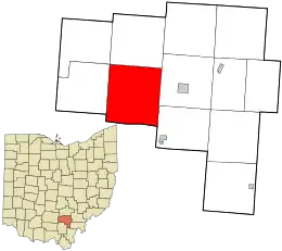 Location in Vinton County and the state of Ohio.