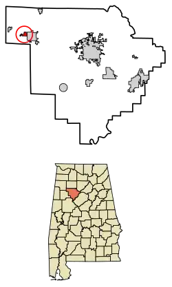Location of Kansas in Walker County, Alabama.