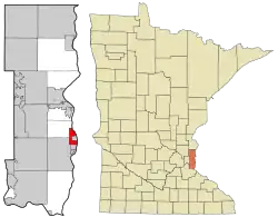 Location of the city of Lakelandwithin Washington County, Minnesota