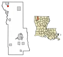 Location of Cullen in Webster Parish, Louisiana.