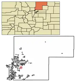 Location of the Town of Gilcrest in Weld County, Colorado.