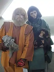 Fans in costume as Planet of the Apes characters