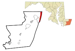 Location in Worcester County and Maryland