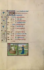 Illustration of Libra in a Flemish manuscript from the early 1460s