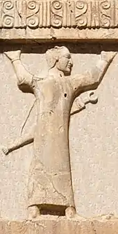 Image 10Egyptian soldier of the Achaemenid army, circa 470 BCE. Xerxes I tomb relief. (from History of ancient Egypt)