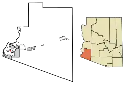 Location of Rancho Mesa Verde in Yuma County, Arizona.
